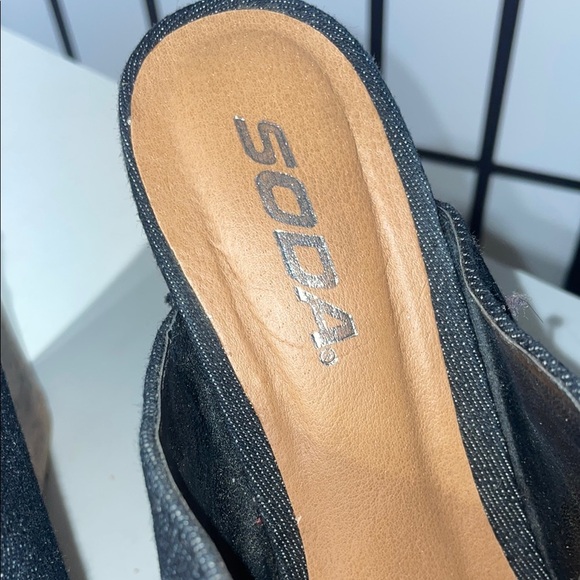 Women's dark wash denim Wedge Sandals - Picture 2 of 7